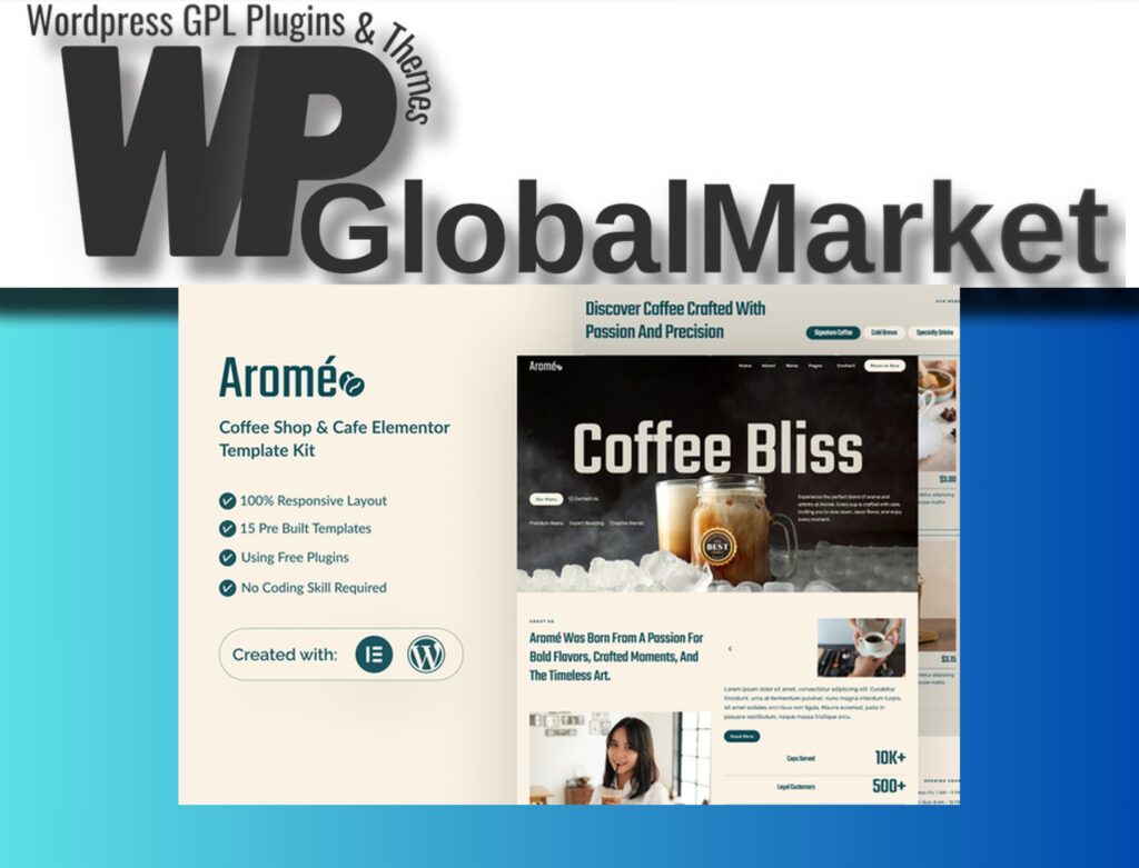 Arome – Coffee Shop and Cafe Elementor Template Kit
