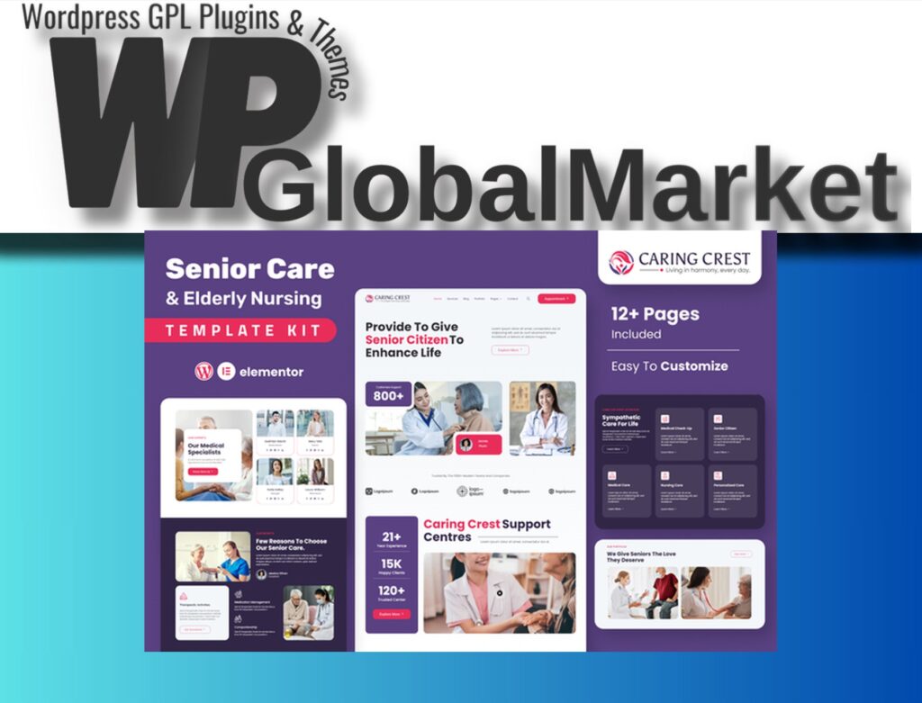 Caring Crest – Senior Care Services Elementor Template Kit