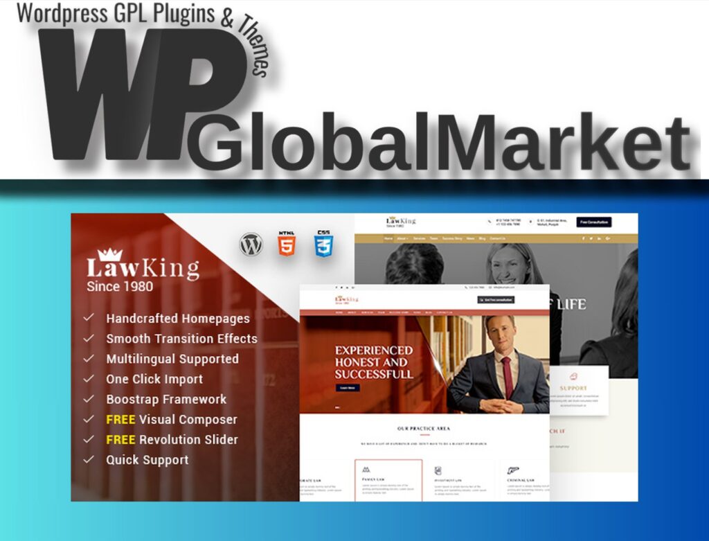 Lawking – Lawyer and Attorney Responsive WordPress Theme