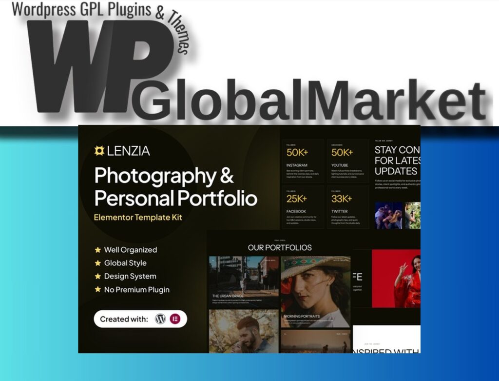 Lenzia – Photography and Personal Portfolio Elementor Template Kit