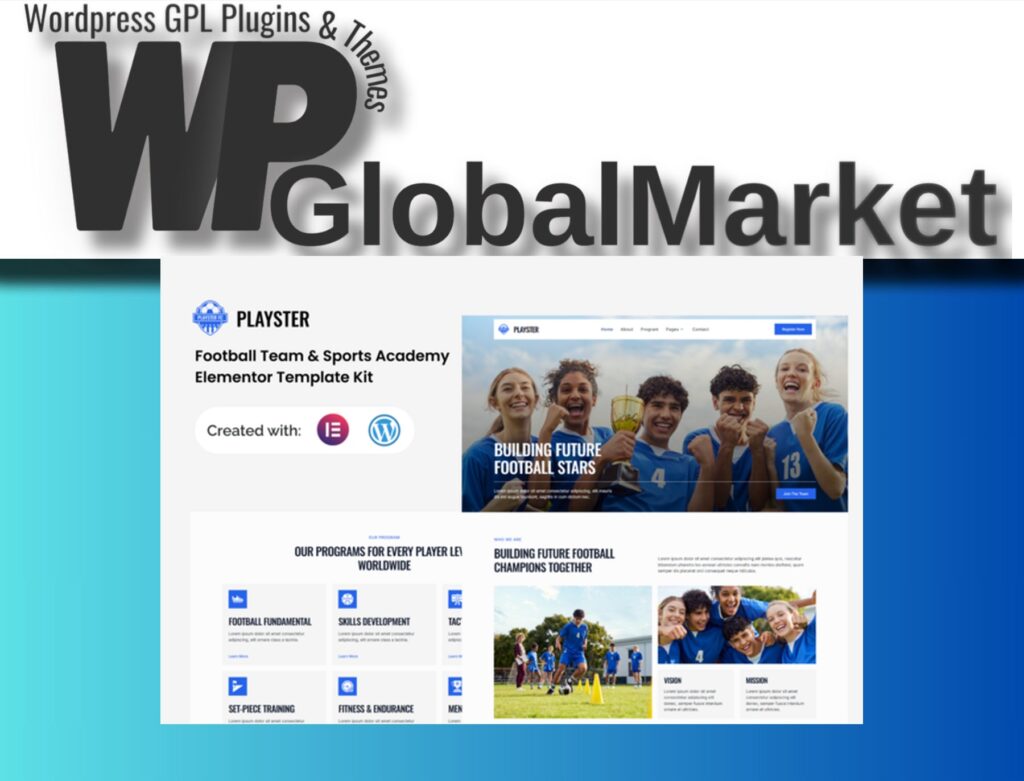 Playster – Football Team and Sports Academy Elementor Template Kit