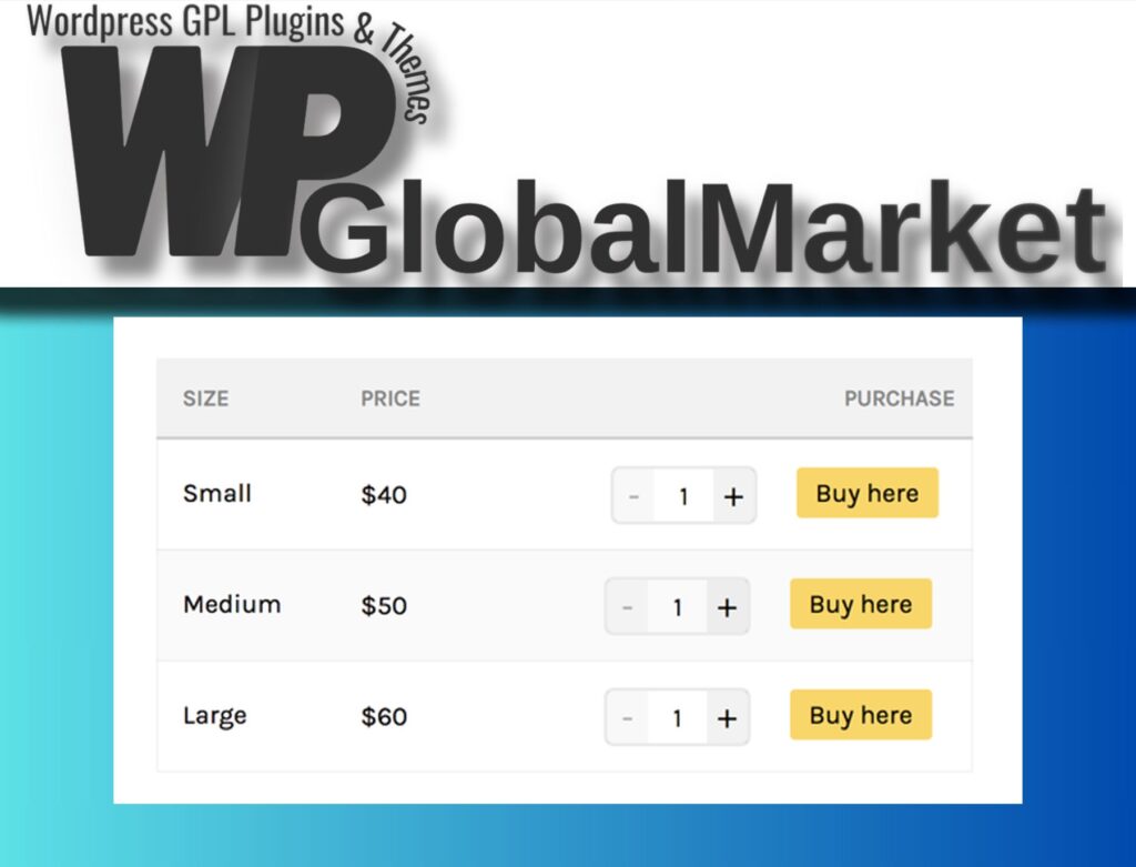 Product Variation Table