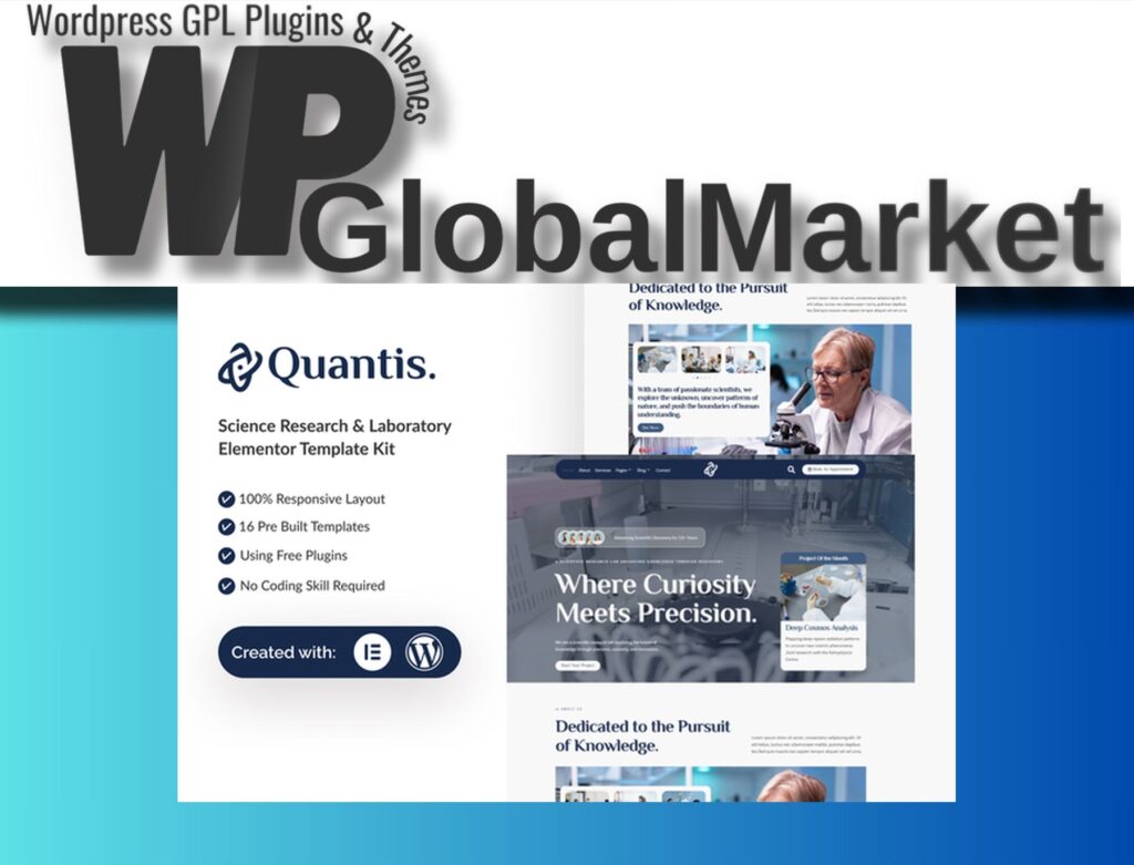 Quantis – Science Research and Laboratory Elementor Template Kit