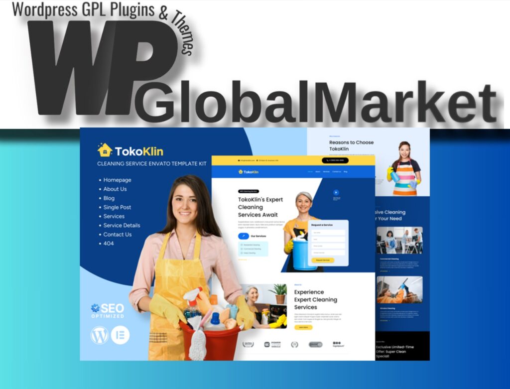 Tokoklin – Cleaning Service Business Elementor Template Kit
