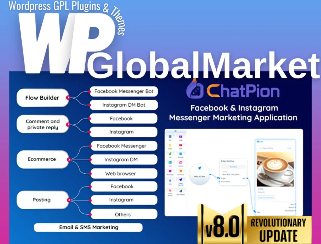 Chatpion – facebook and instagram chatbot, ecommerce, sms/email and social media marketing platform (saas)