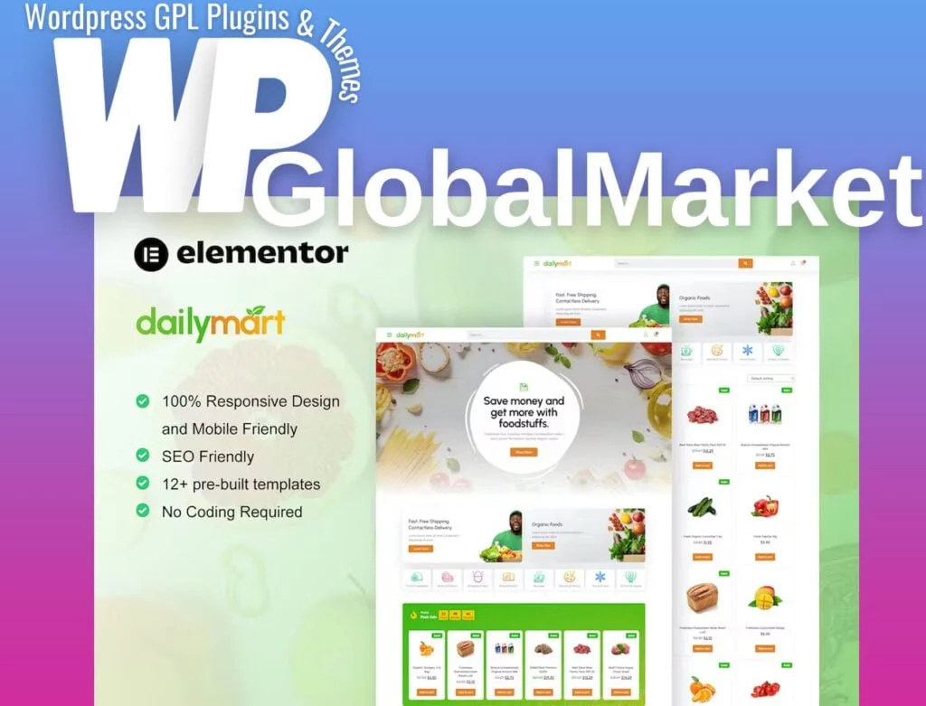 Dailymart – grocery store elementor template kit