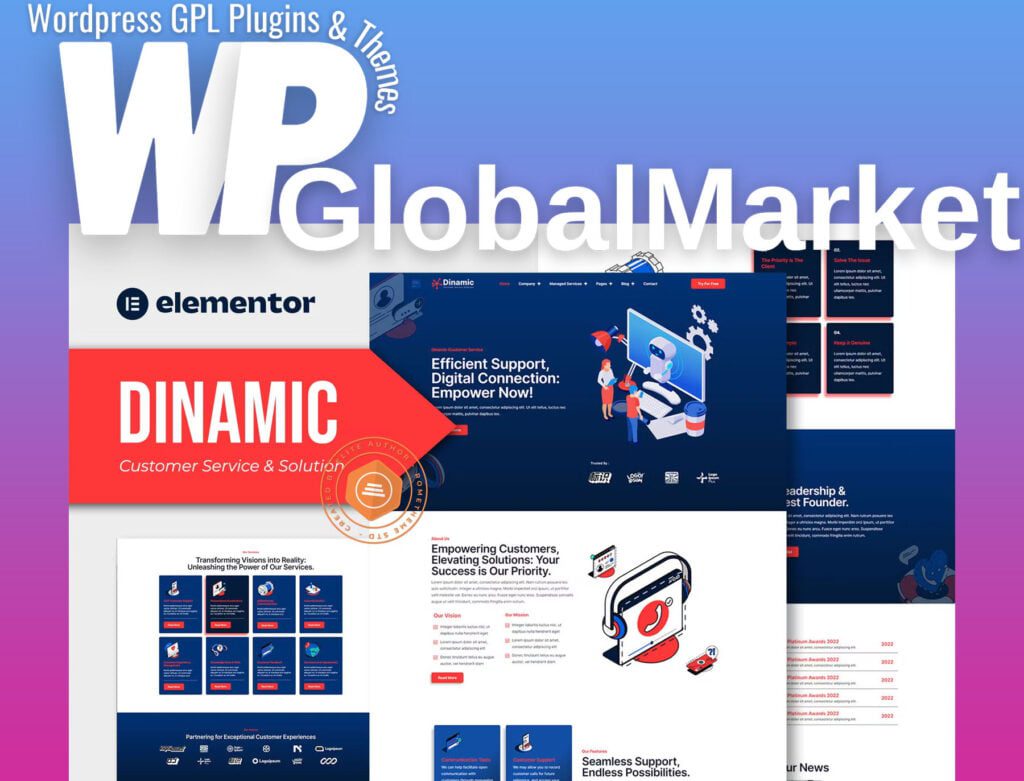 Dinamic – customer service and solution elementor pro template kit