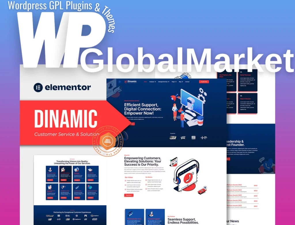 Dinamic – customer service and solution elementor pro template kit