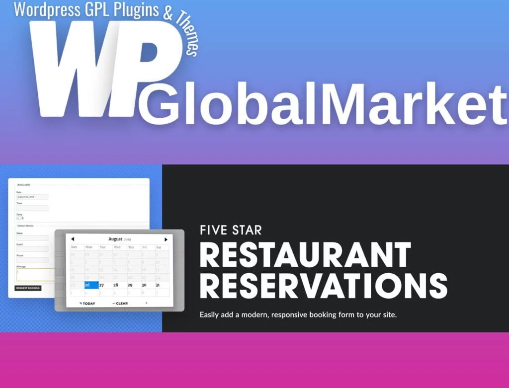 Five star restaurant – wordpress restaurant reservation plugin