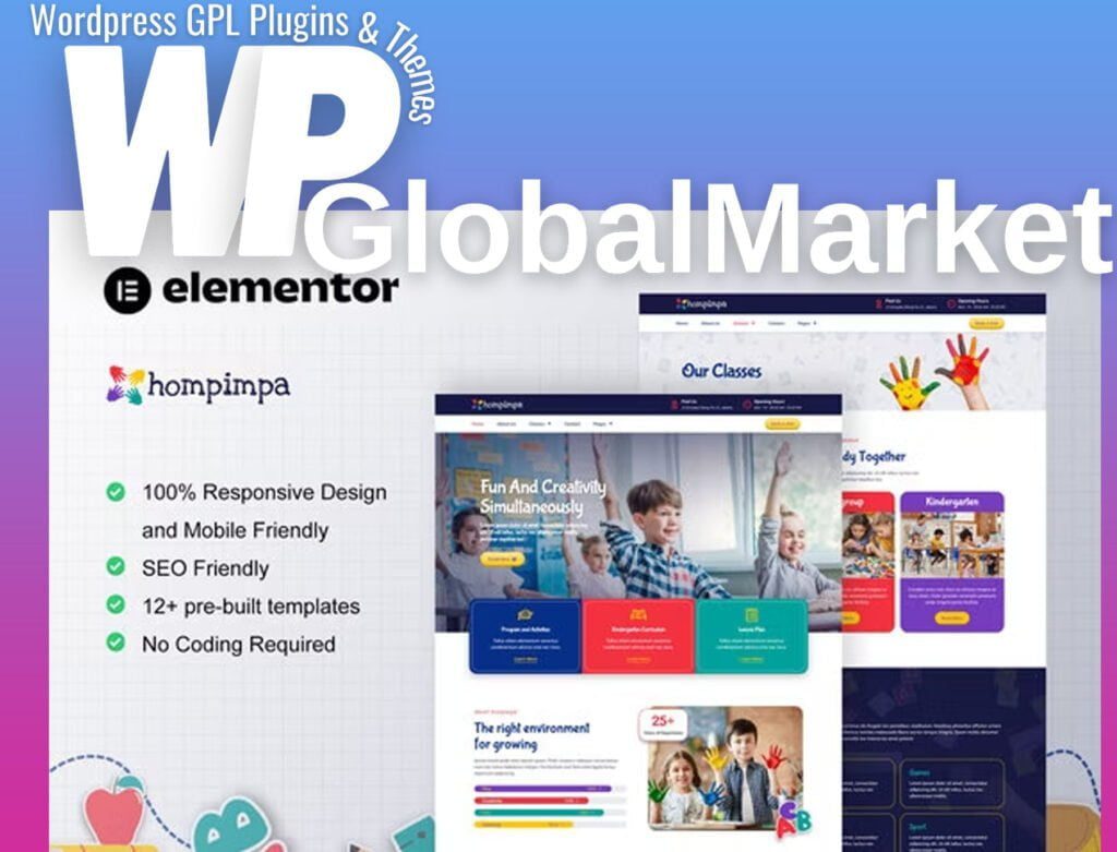 Hompimpa – kindergarten and child care elementor template kit
