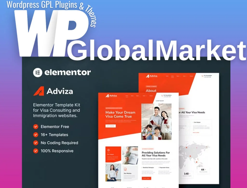 Adviza – immigration and visa consulting elementor template kit