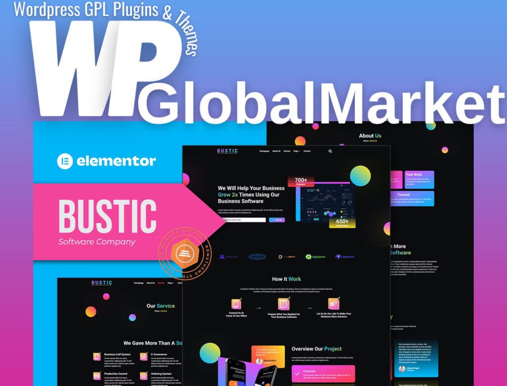 Bustic – Tech and Software Company Elementor Template kit