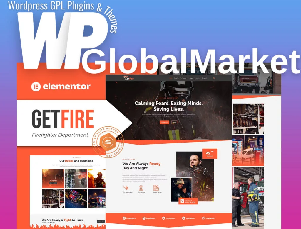 Getfire – firefighter department elementor template kit