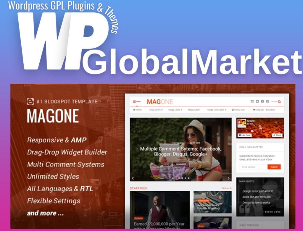 MagOne – Responsive News and Magazines Blogger Template