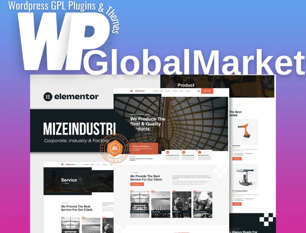 Mizeindustri – corporate, industry and factory elementor template kit