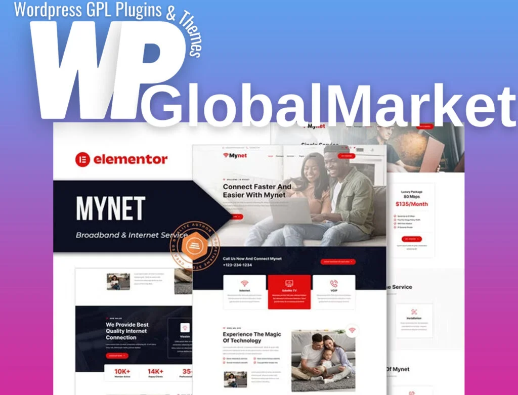 Mynet – broadband and internet service provider elementor template kit