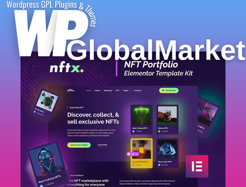 NFTx NFT Portfolio Elementor Template Kit