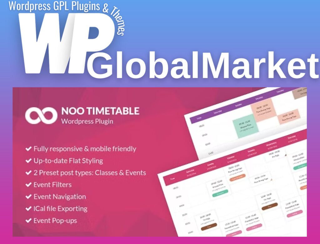 Noo Timetable – Responsive Calendar