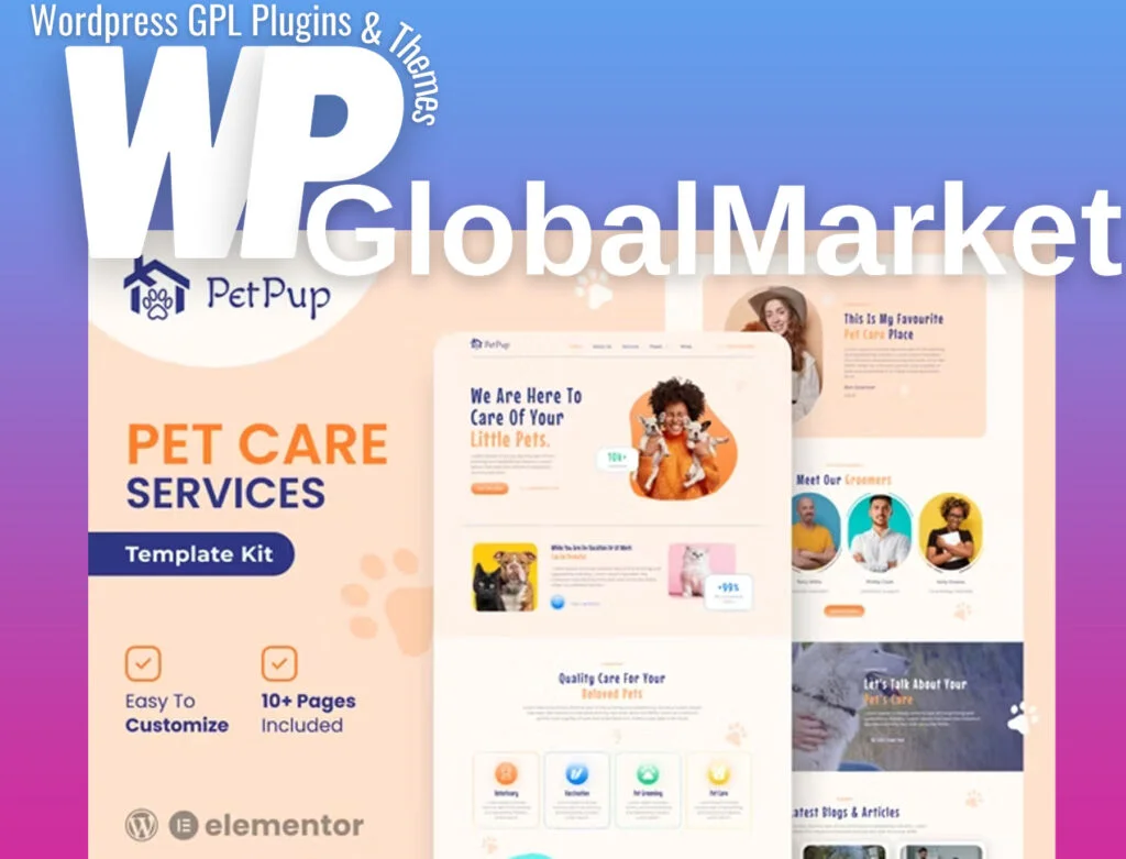 Petpup – pet care services elementor template kit