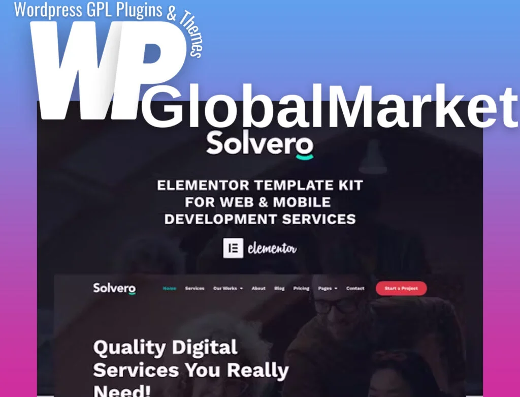 Solvero – web and mobile development service elementor template kit