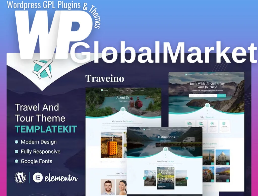 Traveino – travel agency elementor template kit