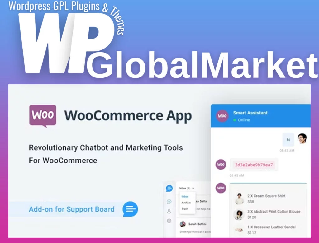 Woocommerce chat bot and marketing app for support board