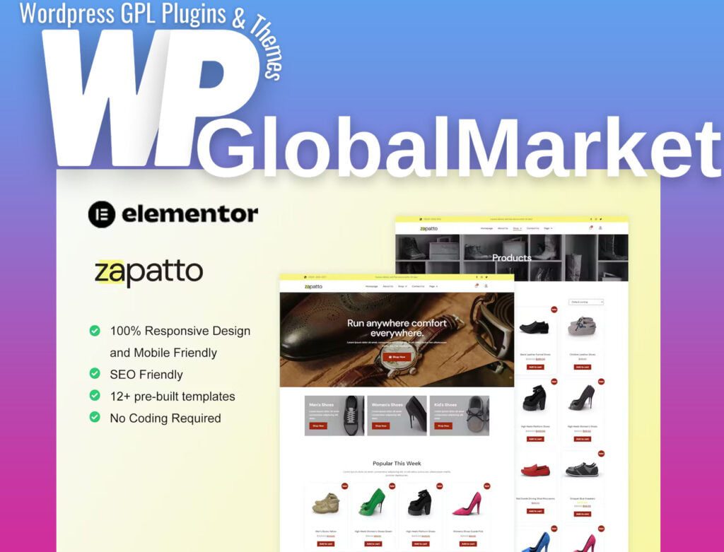 Zapatto – Shoes Store WooCommerce Elementor Template Kit