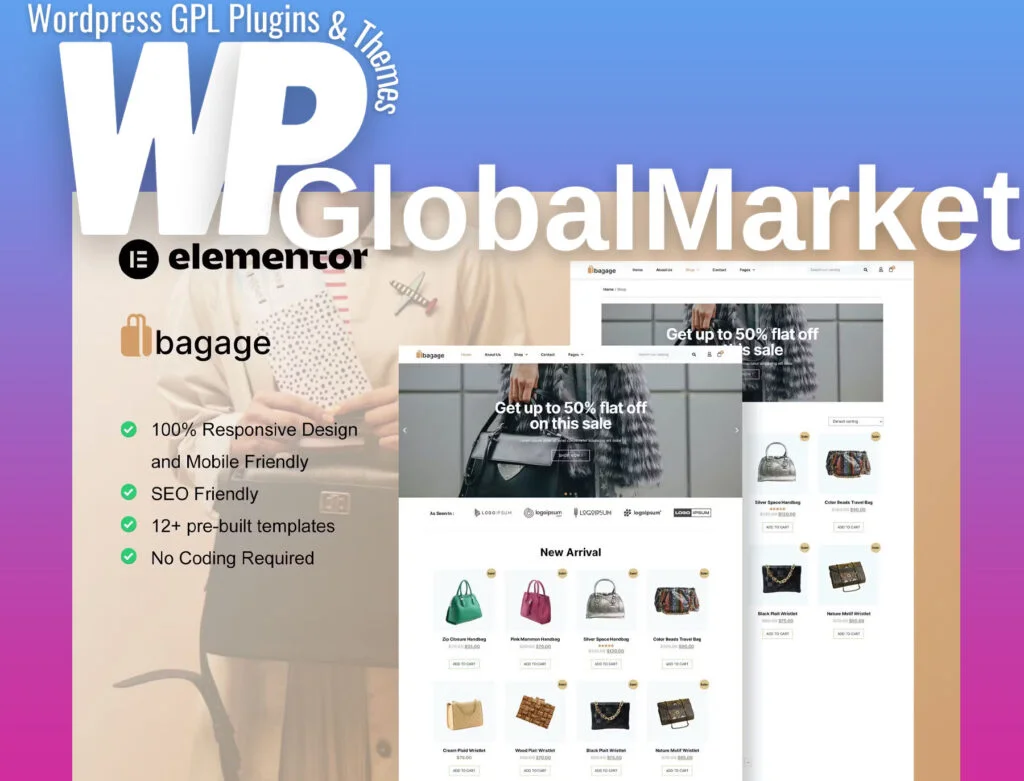 Bagage – woocommerce bag store elementor pro template kit