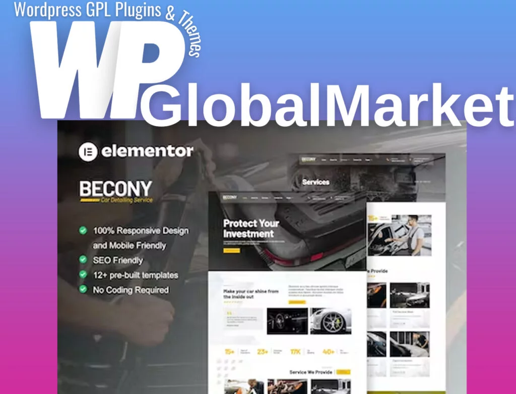 Becony – car detailing services and car repair elementor template kit