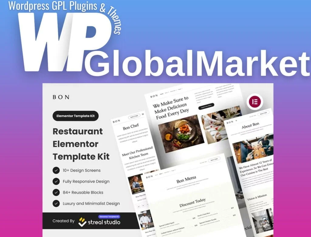 Bon – restaurant elementor template kit