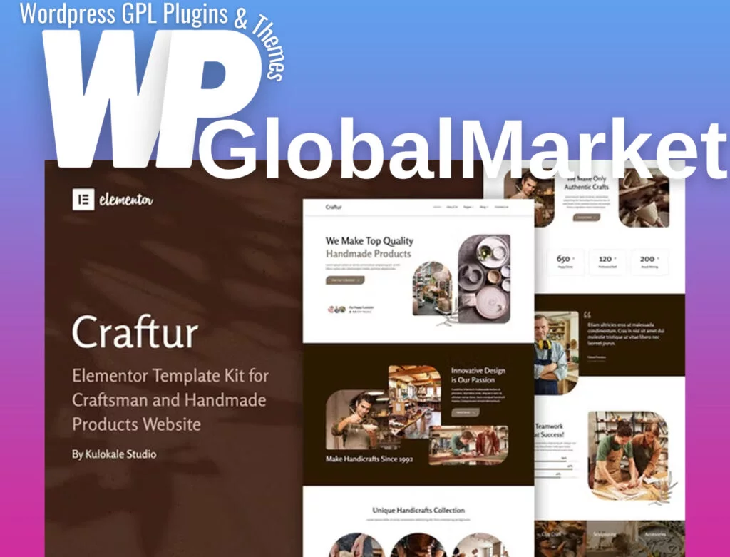 Craftur – craftsman and handmade products elementor template kit