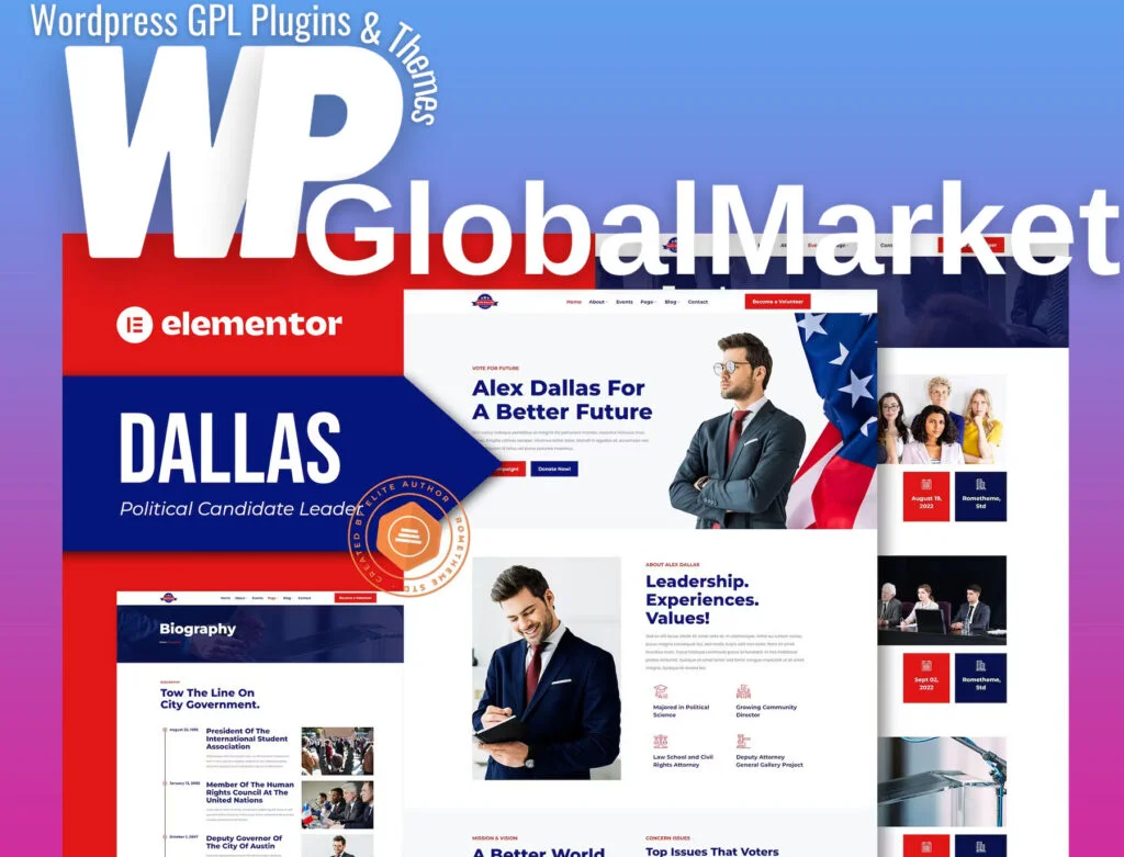 Dallas – political candidate leader elementor teamplate kit