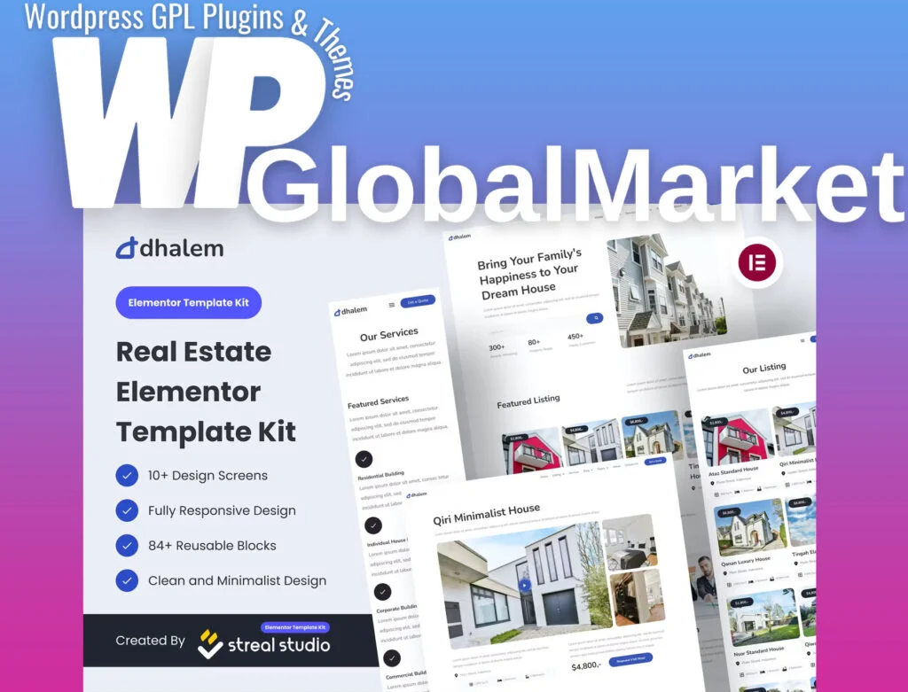 Dhalem real estate elementor template kit