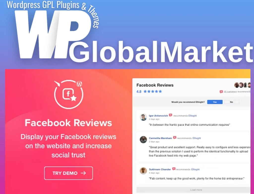 Elfsight facebook reviews plugin