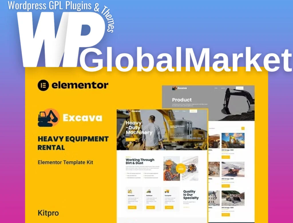 Excava – heavy equipment rental elementor template kit