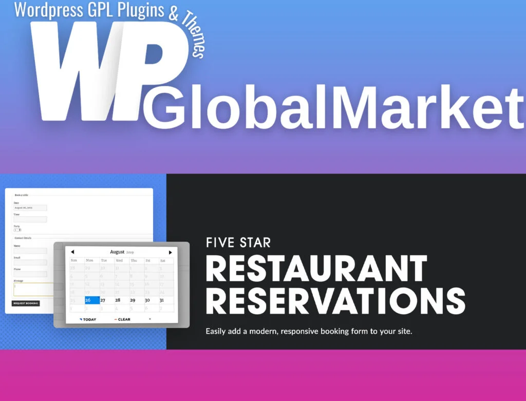 Five star restaurant reservations premium – wordpress booking plugin