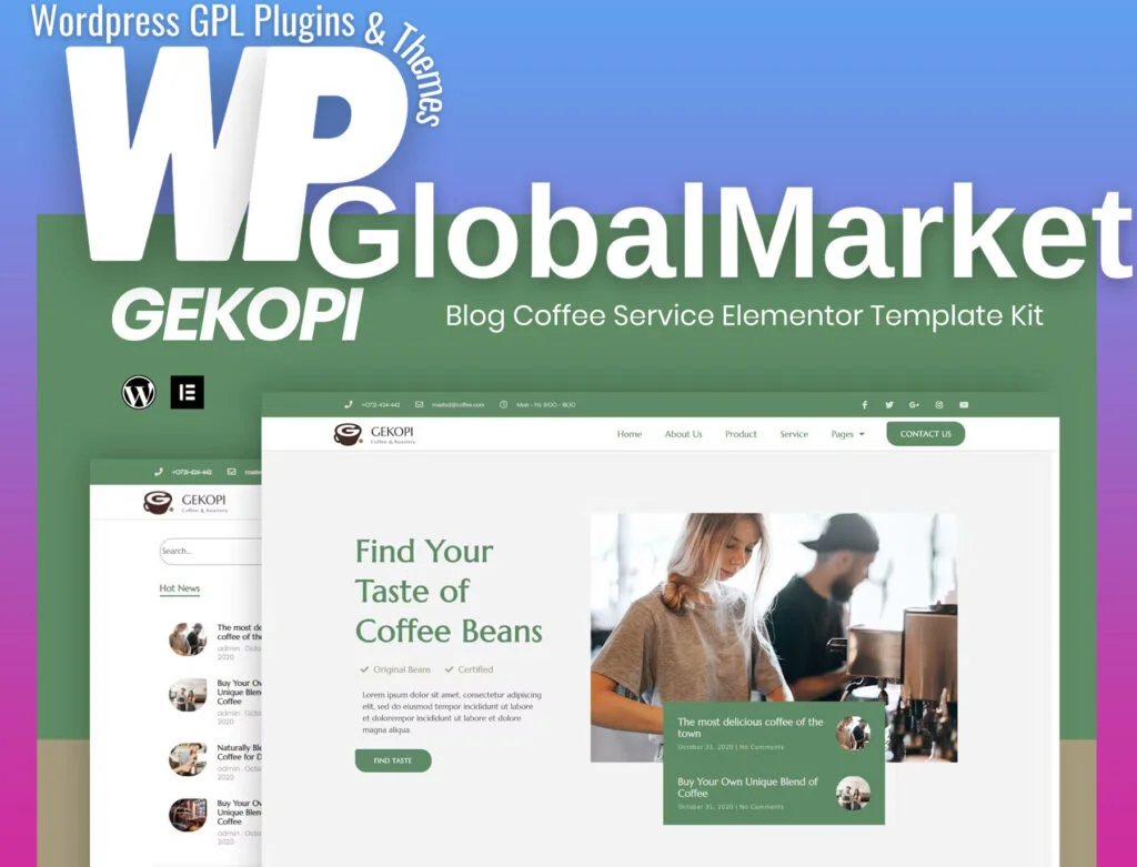 Gekopi – coffee shop blog elementor template kit