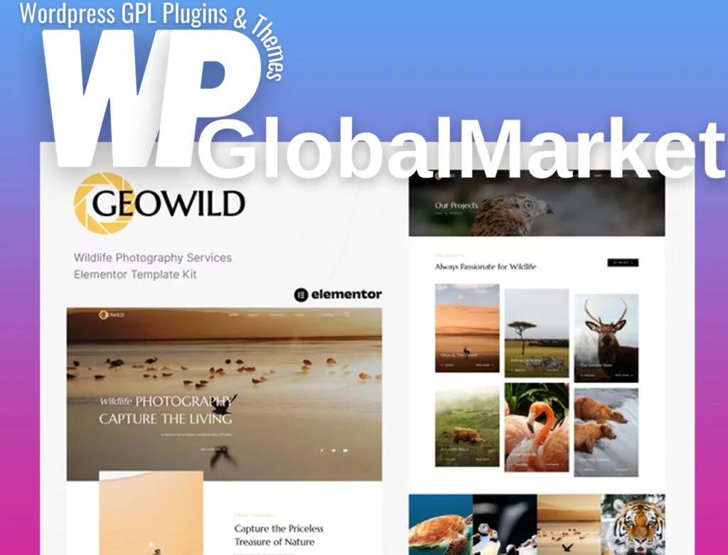 Geowild – wildlife photography services elementor template kit