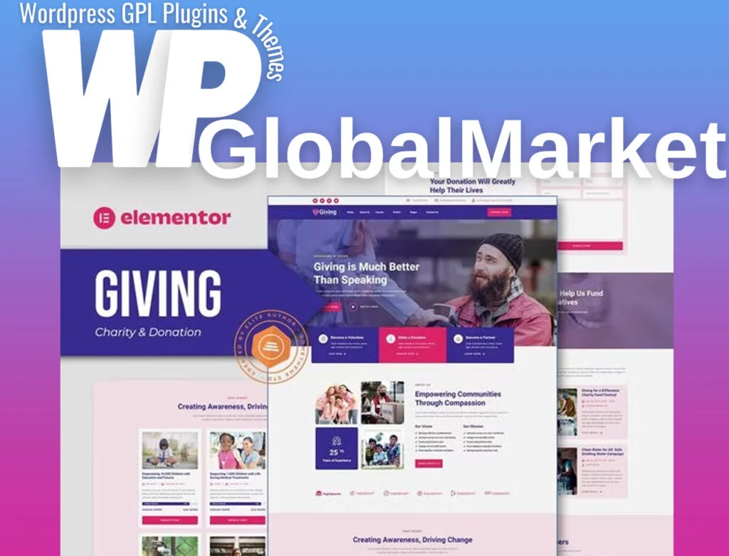 Giving – charity and donation elementor template kit