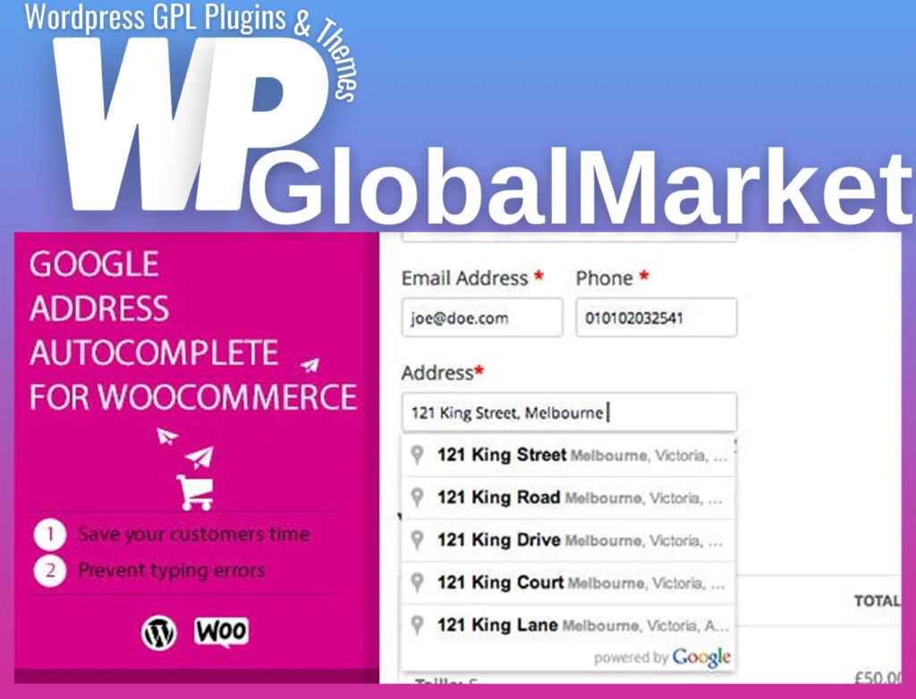 Google address autocomplete for woocommerce