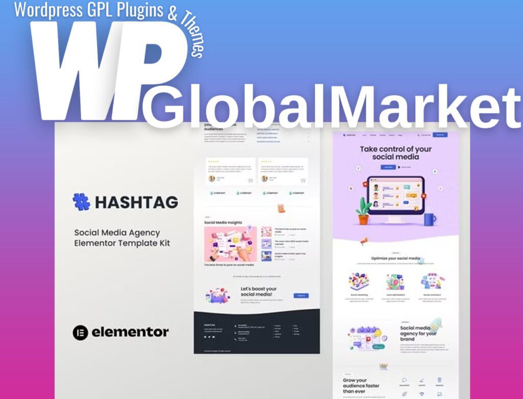 Hashtag – Social Media Agency Elementor Template Kit