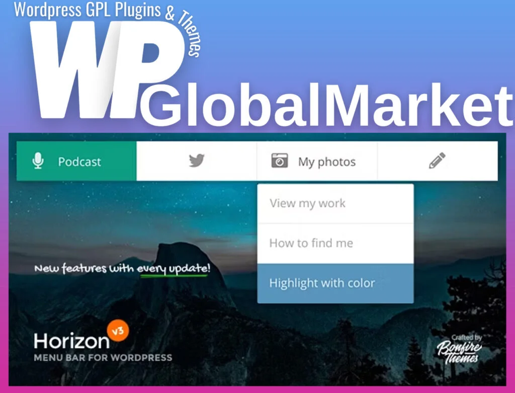 Horizon menu bar plugin for wordpress