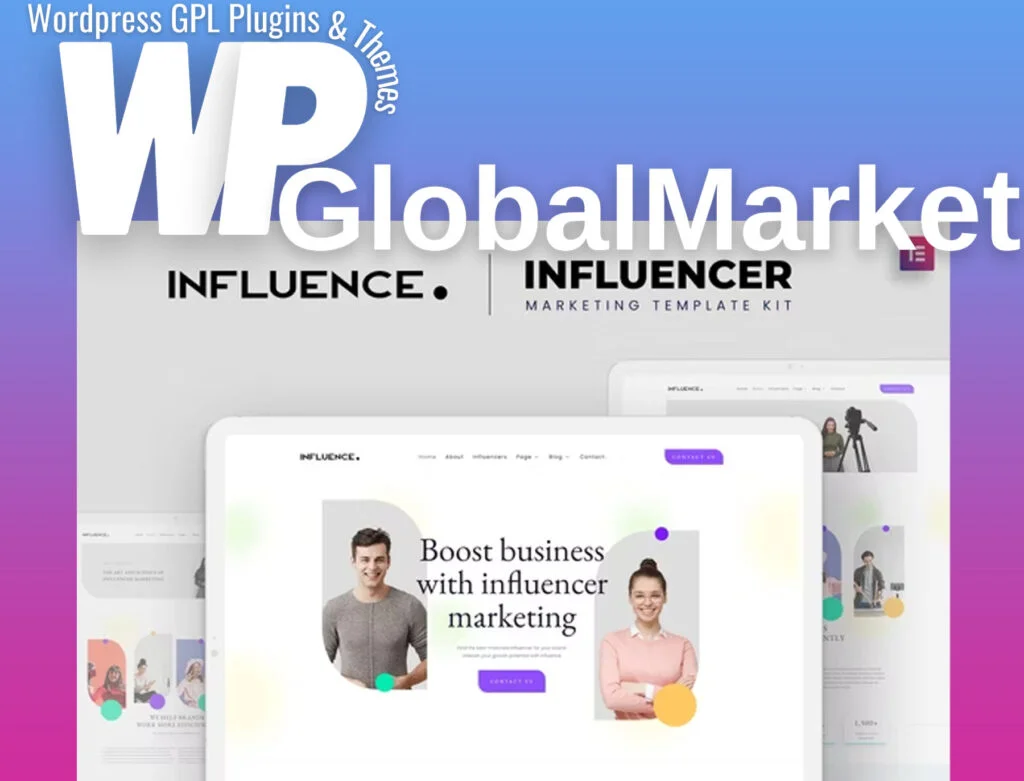 Influence – influencer marketing agency elementor template kit