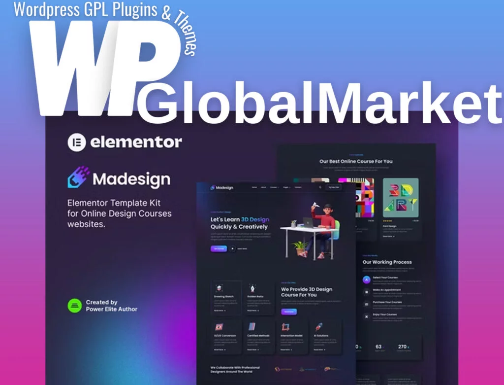 Madesign – online design courses elementor template kit