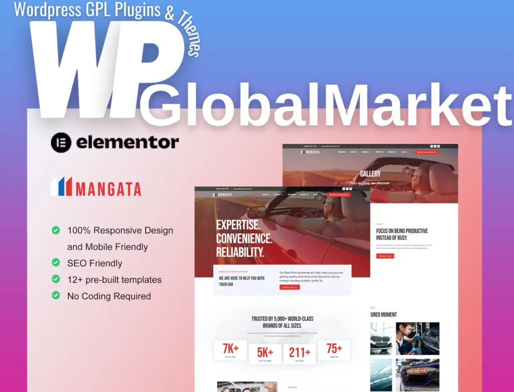 Mangata – car painting & repair elementor template kit