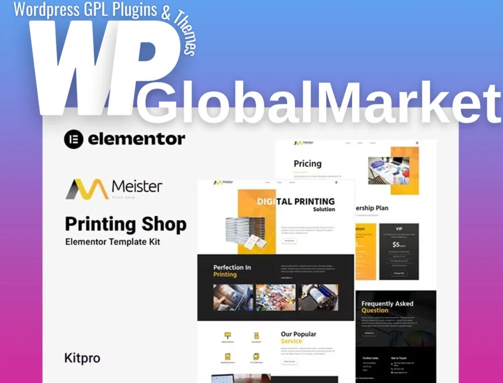 Meister – printing shop elementor template kit