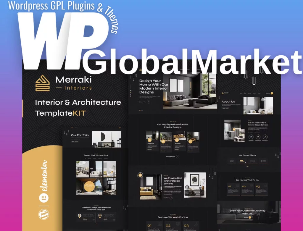 Merraki – interiors and architecture elementor template kit