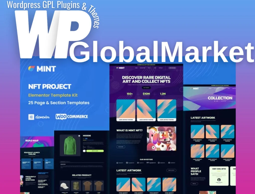 Mint – nft projects and portfolio woocommerce elementor template kit