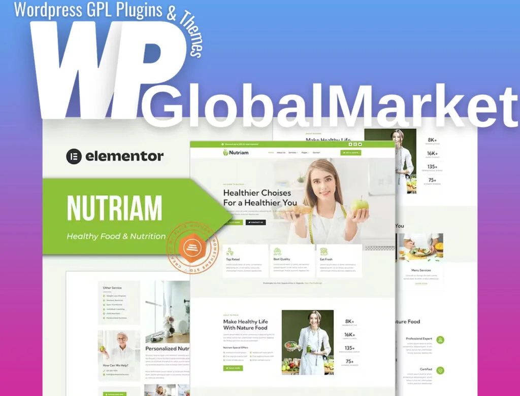 Nutriam – healthy food and nutrition service elementor template kit