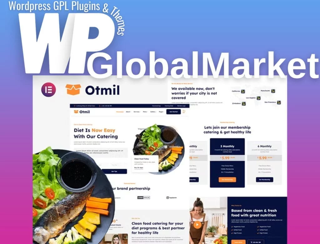 Otmil – diet & clean food catering services elementor template kit